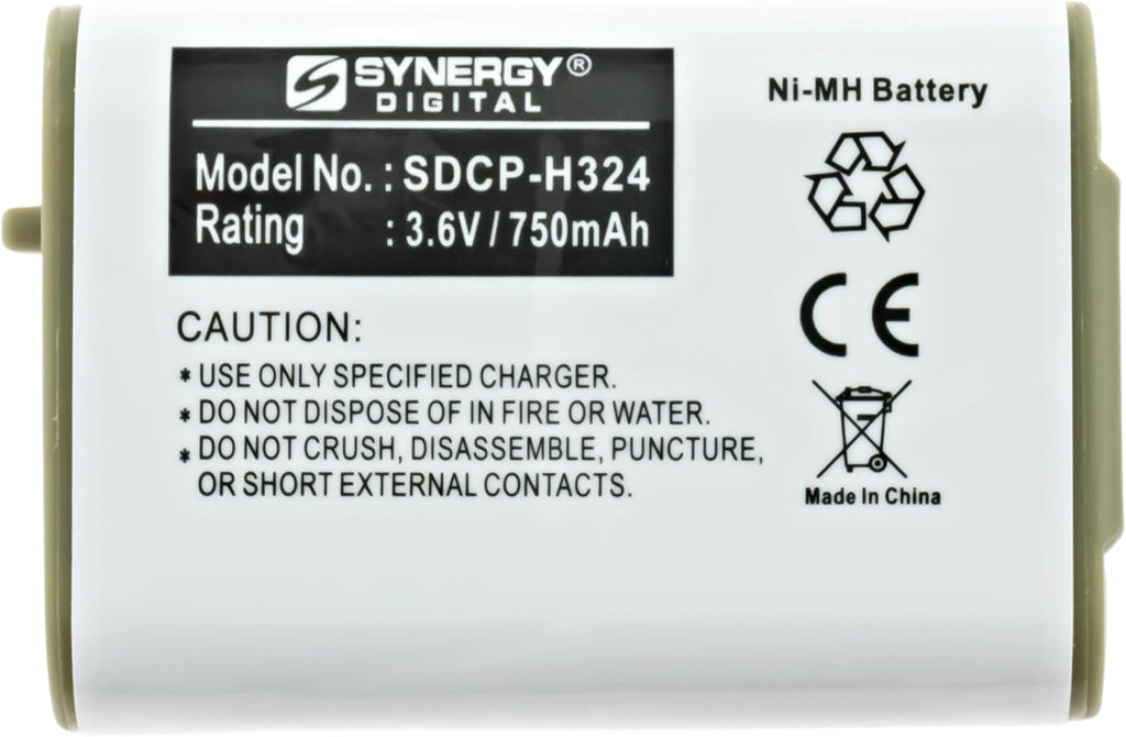 Synergy Digital Cordless Phone Batteries, Works with Panasonic HHR-P103 Cordless Phone, (Ni-MH, 3.6V, 750 mAh) Ultra Hi-Capacity, Combo-Pack Includes: 2 x SDCP-H324 Batteries