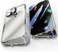 Jonwelsy Anti Peeping Case for iPhone 15 Pro (6.1"), 360 Degree Front and Back Privacy Tempered Glass Cover, Anti SPY Screen, Anti Peep Magnetic Adsorption Metal Bumper for iPhone 15 Pro (Silver)