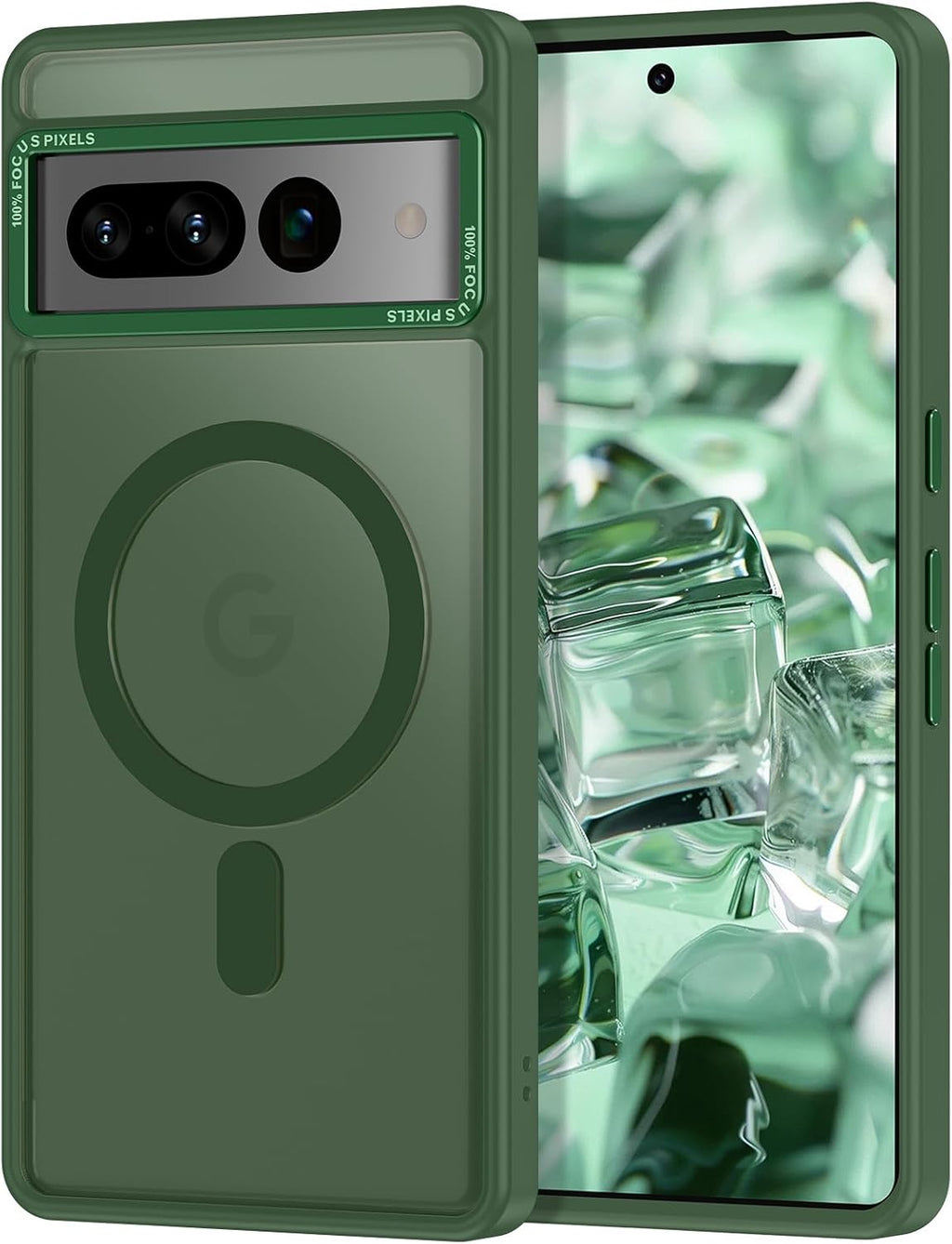 Magnetic for Google Pixel 7 Pro Case, [Military Grade Drop Protection] [Compatible with MagSafe] Shockproof Slim Translucent Matte Anti-Slip for Women Girls Men Case, Forest Green
