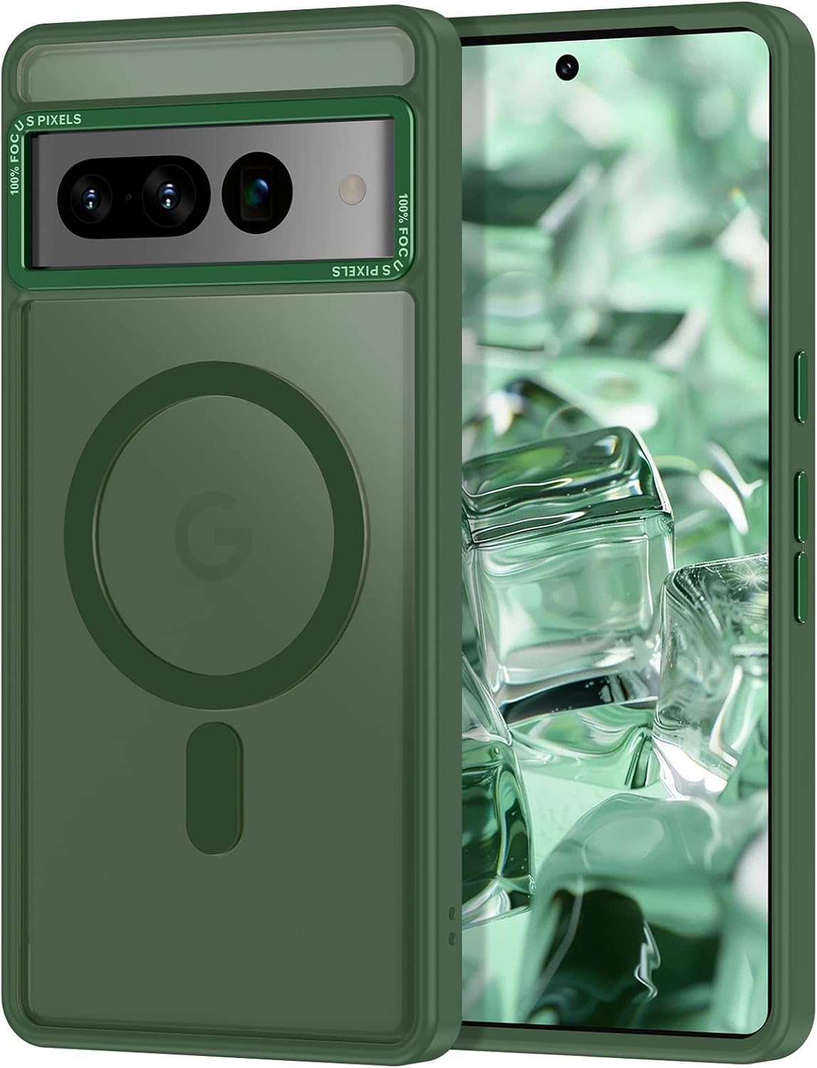Magnetic for Google Pixel 7 Pro Case, [Military Grade Drop Protection] [Compatible with MagSafe] Shockproof Slim Translucent Matte Anti-Slip for Women Girls Men Case, Forest Green