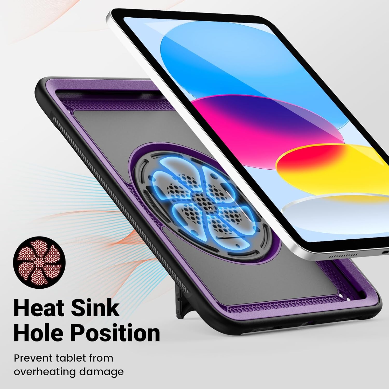 SCSVPN Case for iPad (A16) 11th Generation 11 Inch 2025 / 10th Generation 10.9 Inch 2022, Shockproof Protective Case with Screen Protector, Pencil Holder, Rotating Stand, Hand/Shoulder Strap - Purple
