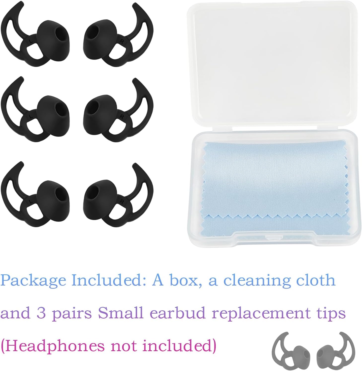 Small Earbud Replacement Tips Silicone Earbud Tips Eartips Compatible with Bose Quietcomfort and Sport Headphone Ear Tips Ear Bud Covers 3 Pairs