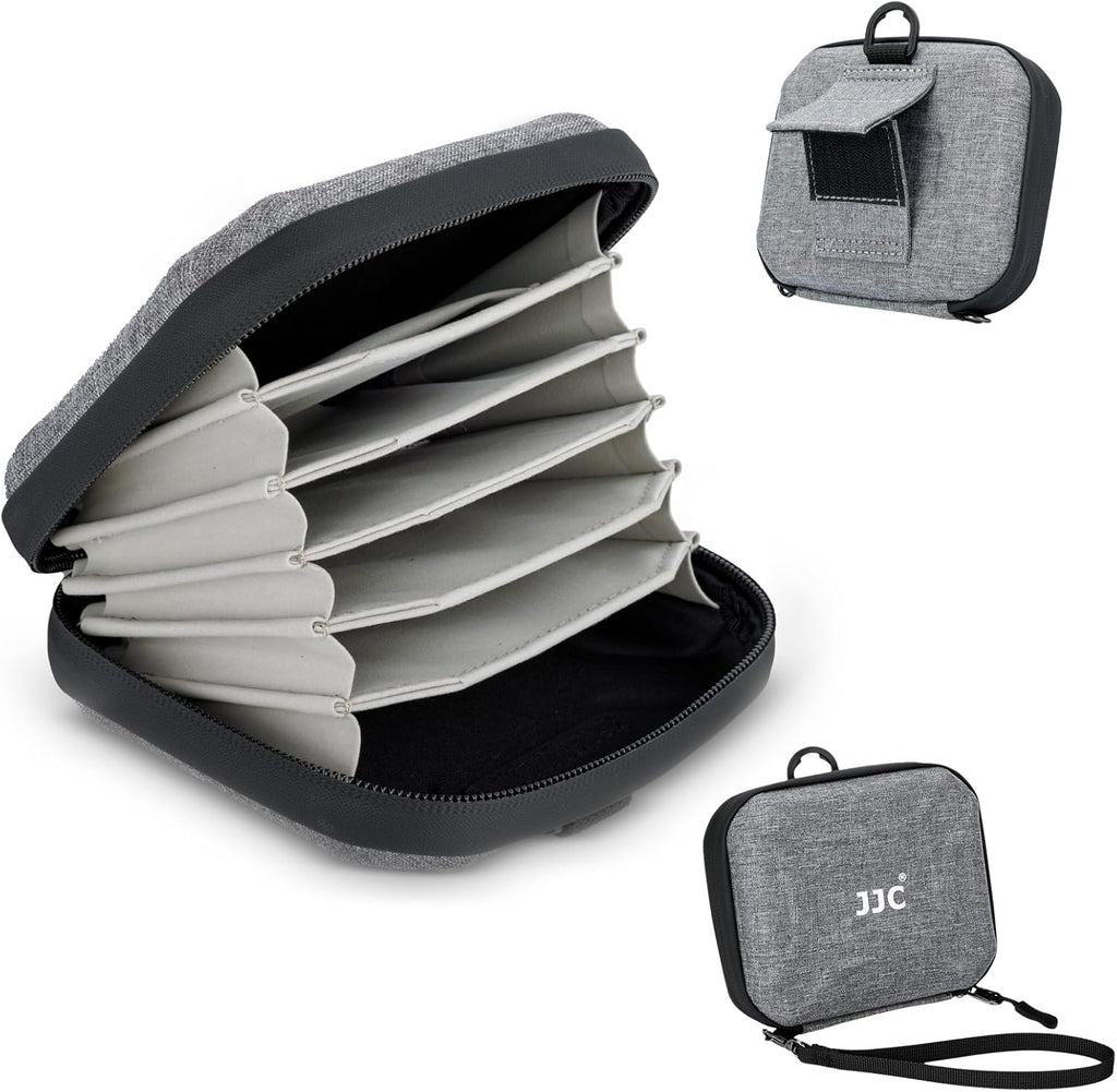 JJC Durable Hard Shell Lens Filter Case Up to 95mm, 4 Pockets Lens Filter Holder Bag with Belt Loop and Wrist Strap, Camera Lens Filter Storage Case Carrying Pouch for Filter Round Filter ND UV CPL