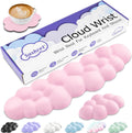 Cloud Wrist Rest Keyboard, Cloud Keyboard Wrist Pad Set with PU Leather Memory Foam, Cute Arm Rest for Palm Support, PC/Gaming Desk Accessories/Office Setup/Computer Hand Cushion - Pink