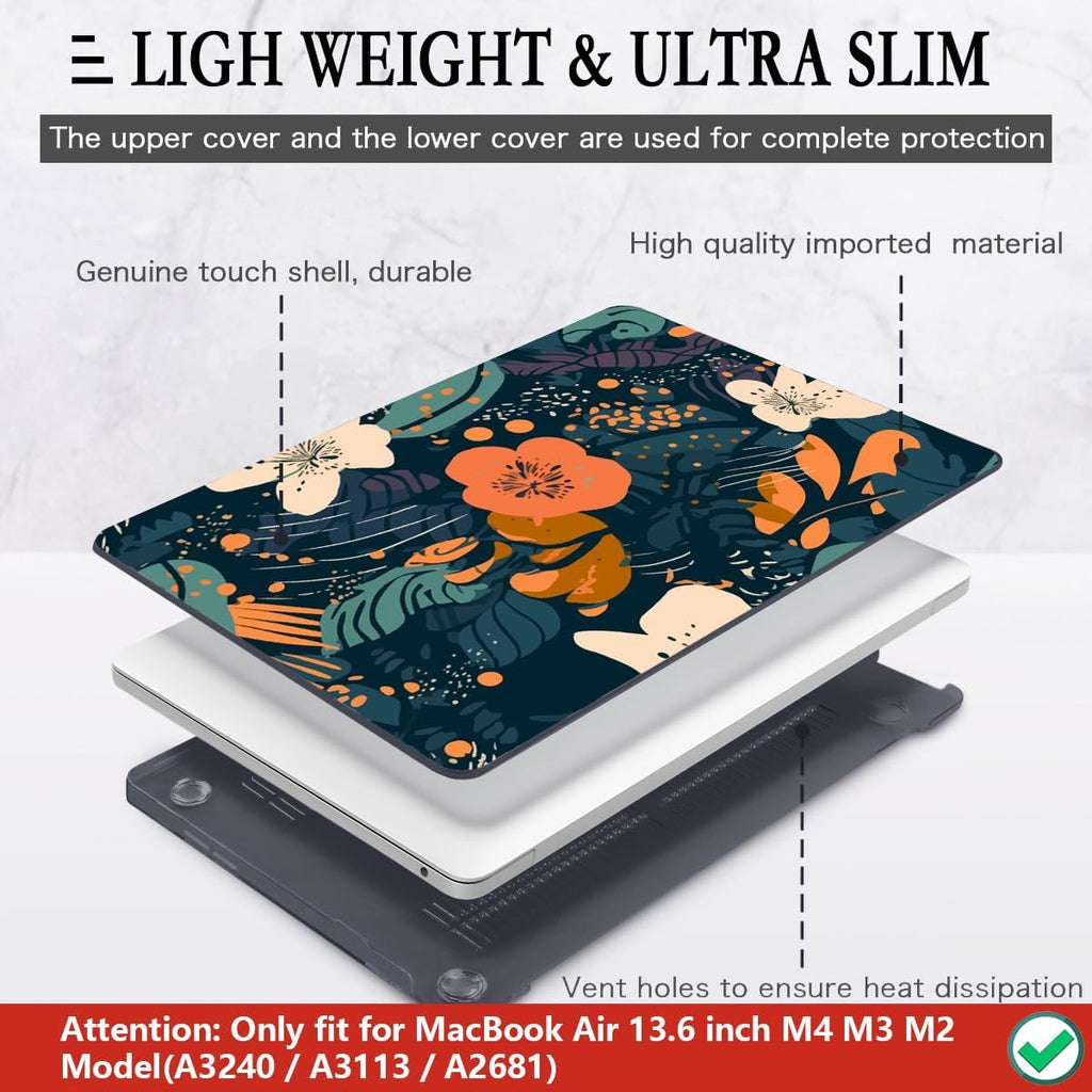 CISSOOK Compatible with MacBook Air 13.6 inch Case 2025 2024 2023 2022 Release M4 M3 M2 Chip, Plastic Flowers Hard Shell Keyboard Cover for MacBook Air 13.6 inch Case A3240 A3113 A2681, Little Flower