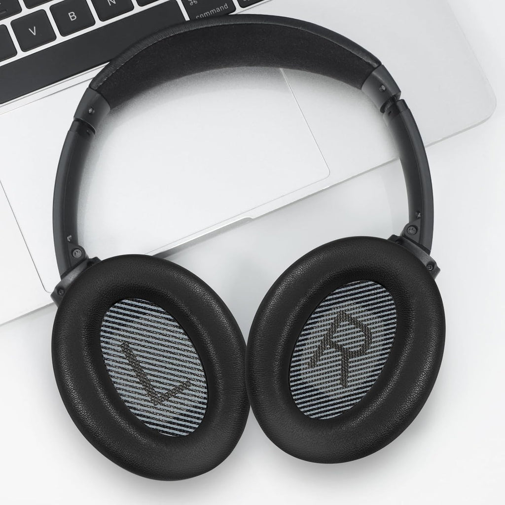 Headphones Replacement Ear Pads, Sheepskin Ear Cushions for Bose AE2/QuietComfort 15/QC25 Improved Durability, Ear Pads Cushions with High-Density Foam, Thickness and Sound Isolation - Black