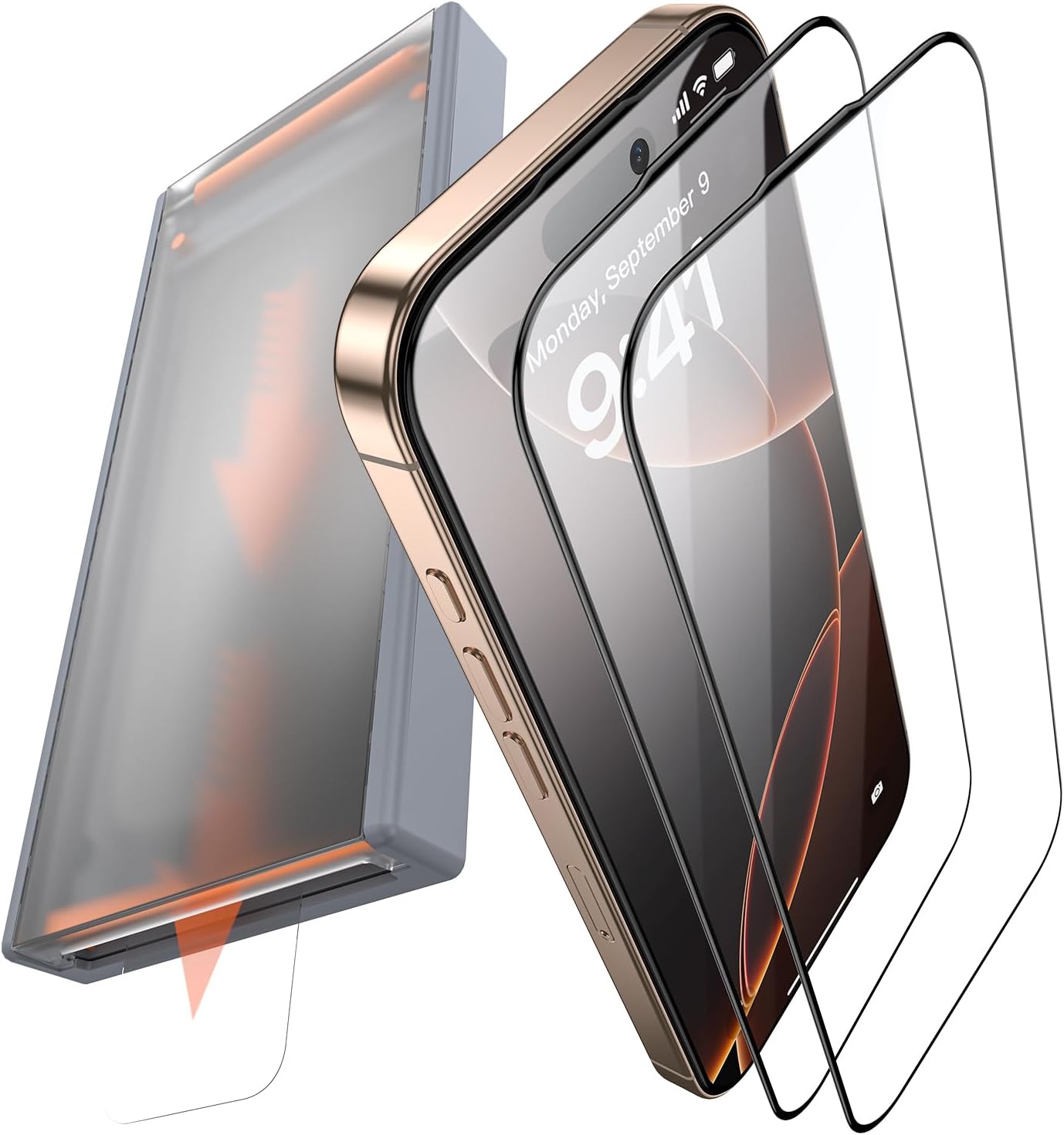 3 Pack for iPhone 15 Pro Max Tempered Glass Screen Protector, Dust Free CABIN, Auto Positioning, Bubble Free, High Definition, Easy Installation,9H+ Hardness