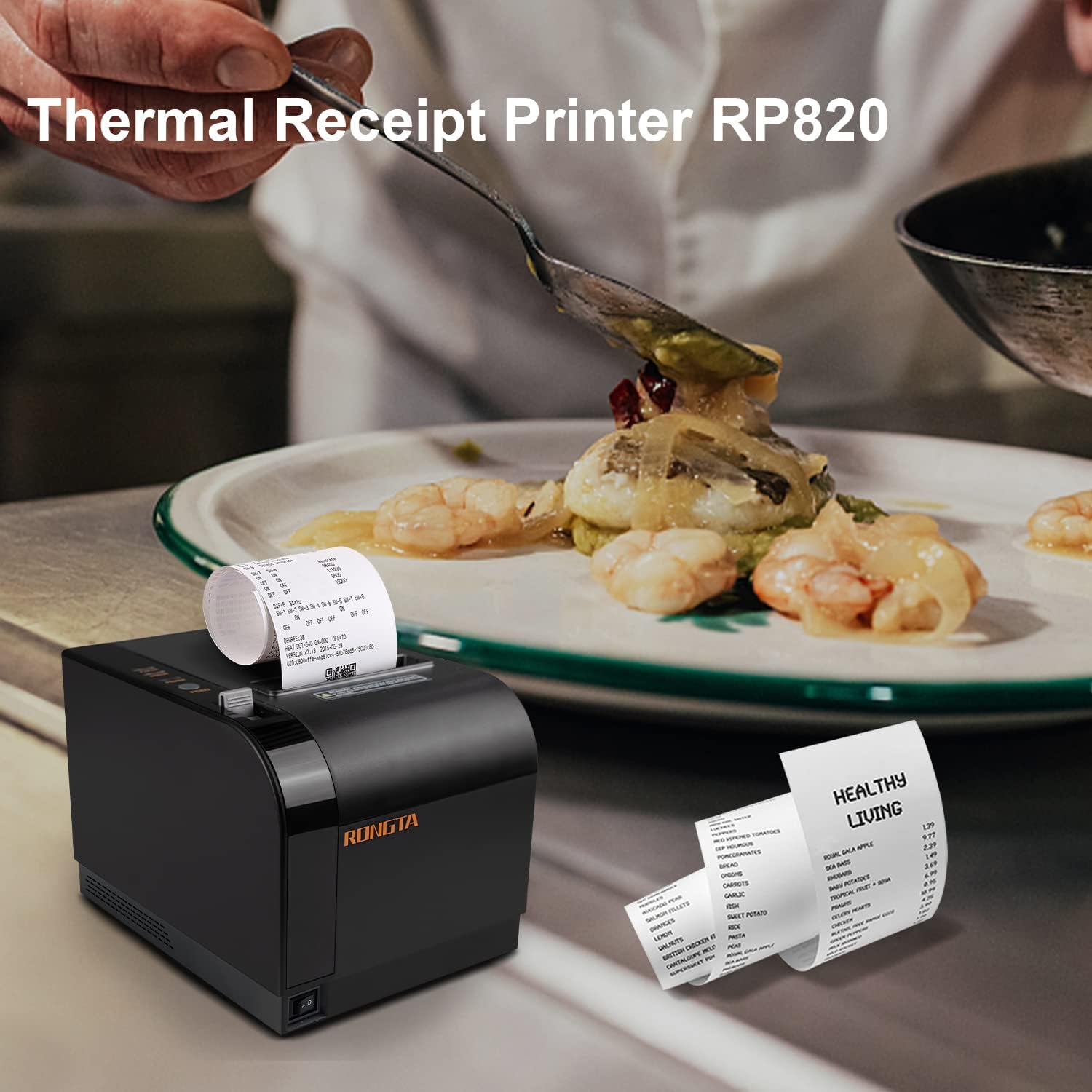 Rongta Thermal Receipt Printer, 80mm Receipt Printers, Thermal Pos Printer with Auto Cutter Support Cash Drawer,USB Serial Ethernet Support ESC/POS, Compatible with Windows/Mac/Linux