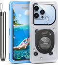 Waterproof Phone Pouch,IPX8 Waterproof Phone Case for Beach & Floating Essentials,Phone Waterproof Pouch with Lanyard, Universal Case Up to 6.9" for iPhone,Samsung (Blue)