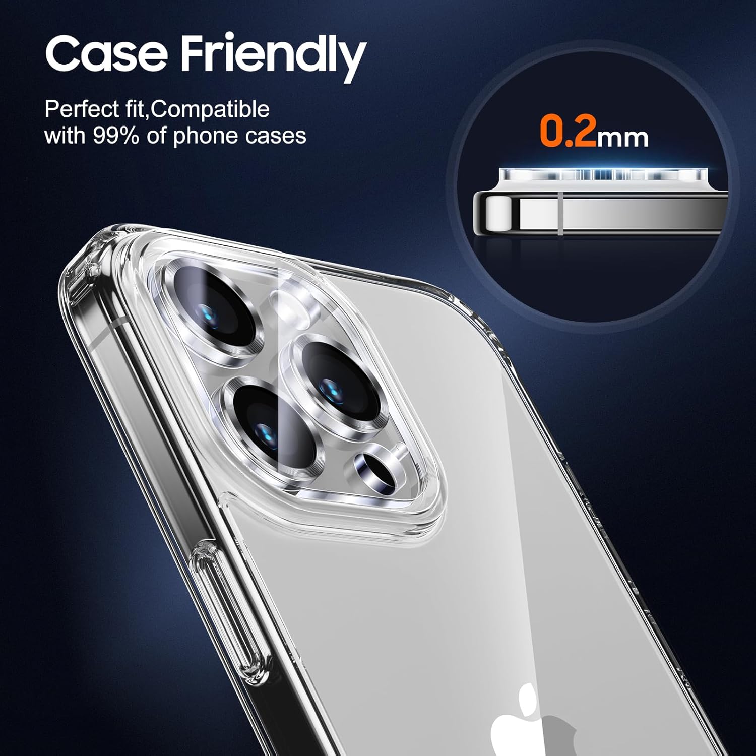 UniqueMe Compatible for 3 Pack iPhone 15 Pro/iPhone 15 Pro Max Camera Lens Protector, [Drop Protection] [Case Friendly] 9H Tempered Glass Camera Cover Screen [2023 New Version] - Silver