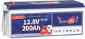 12V 200Ah Plus LiFePO4 Battery, Built-in 200A BMS, Deep Cycle Battery with Max 2560W Output Power, Perfect for Your RVs, Solar System, Off-grid, Travel Trailer, etc