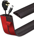 Floor Cord Cover Self Adhesive Cord Hider Floor Extension Cord Covers for Floor Power Cord Protector Cable Management Prevent Cable Trips Cable Cavity 0.59" W x 0.31" H (Dark Walnut, 3.3Ft)
