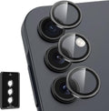 for Samsung Galaxy A16 Camera Lens Protector, Individual Metal Ring Tempered Glass Lens Cover, [Strong Adsorption] Scratch Resistant Ultra-Thin HD Clear Lens Cover, 1 Set-Black