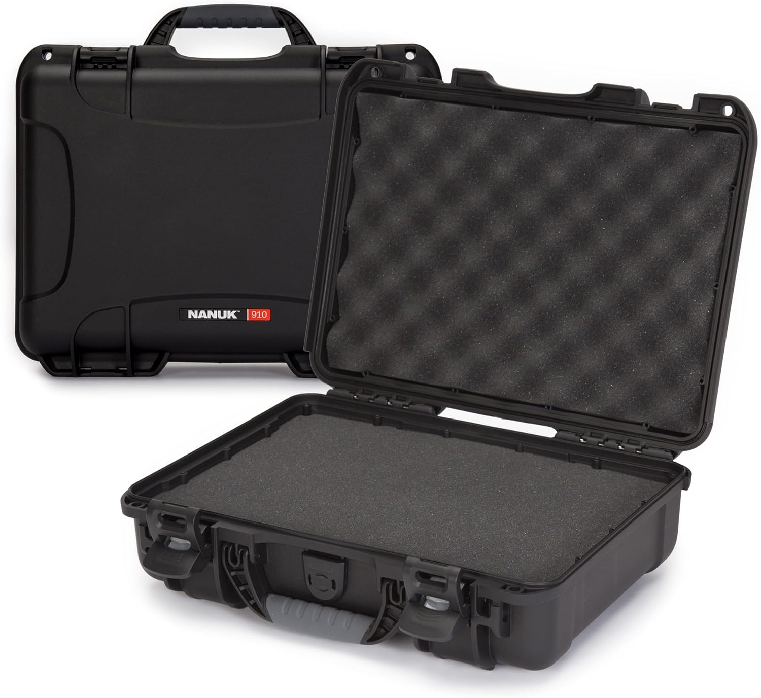 NANUK 910 Hard Case with Customizable Cubed Foam, IP67 Waterproof, Dustproof and Impact Resistant, 14.3” x 11.1” x 4.7”, Rugged Construction for Ultimate Protection, Made in Canada – Black