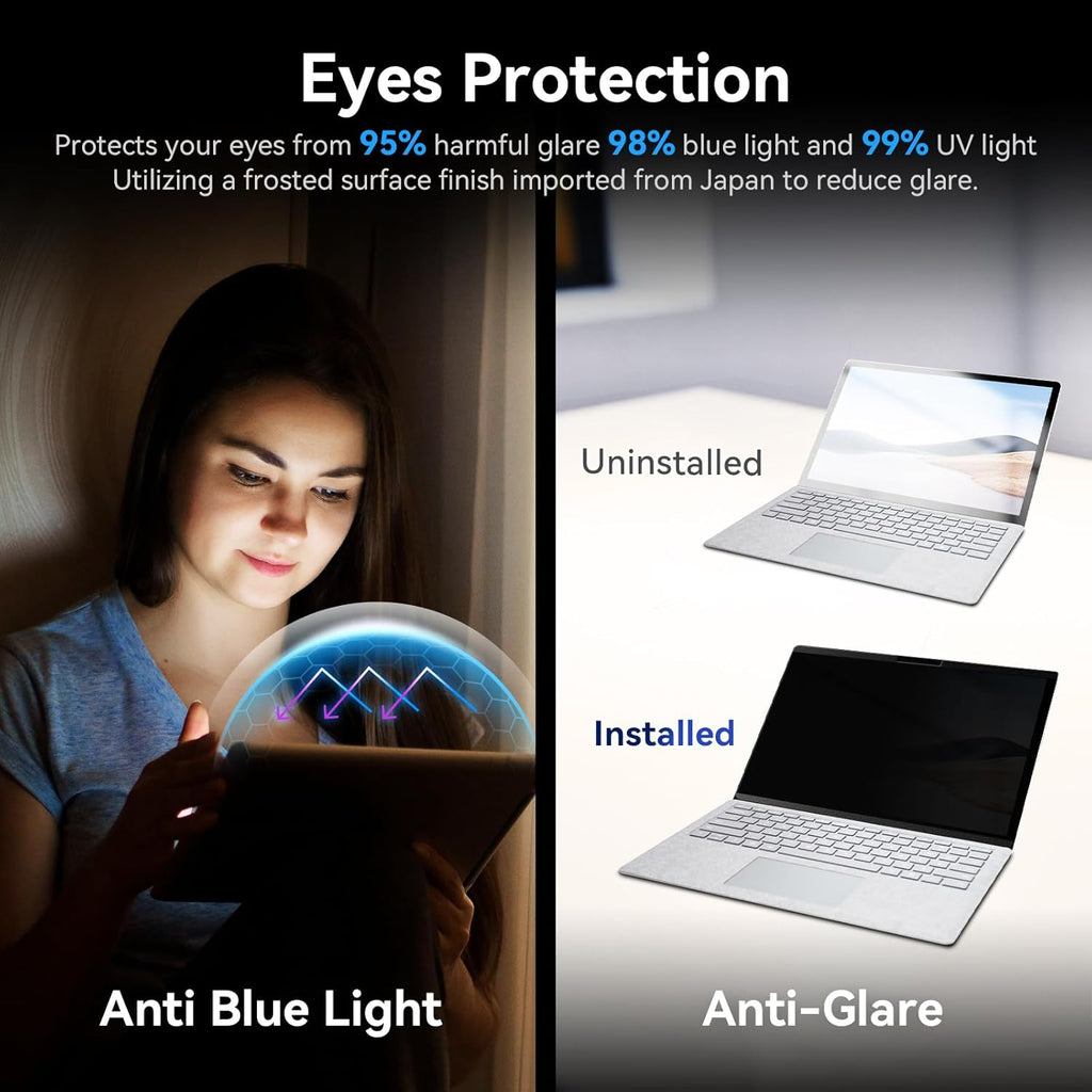 Magnetic Privacy Filter Compatible with 15 Inch Surface Laptop 5/4/3/2/1, Removable Anti Glare Blue Light Laptop Privacy Screen Black Security Private