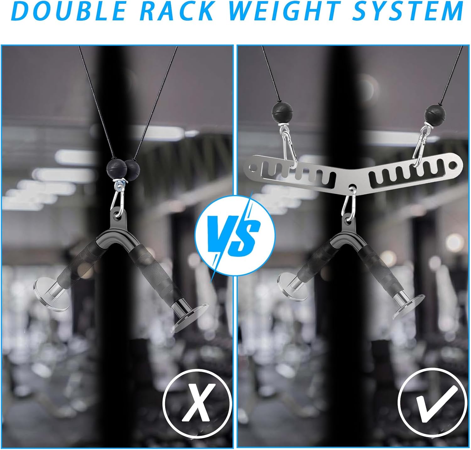 Double to Single Adaptor Plate for Cable Pulley Machines Durable Solid Stainless Steel with 3 Carabiners Suitable for Dual Cable Machines LAT Pulldown, Shoulder & Biceps Exercises