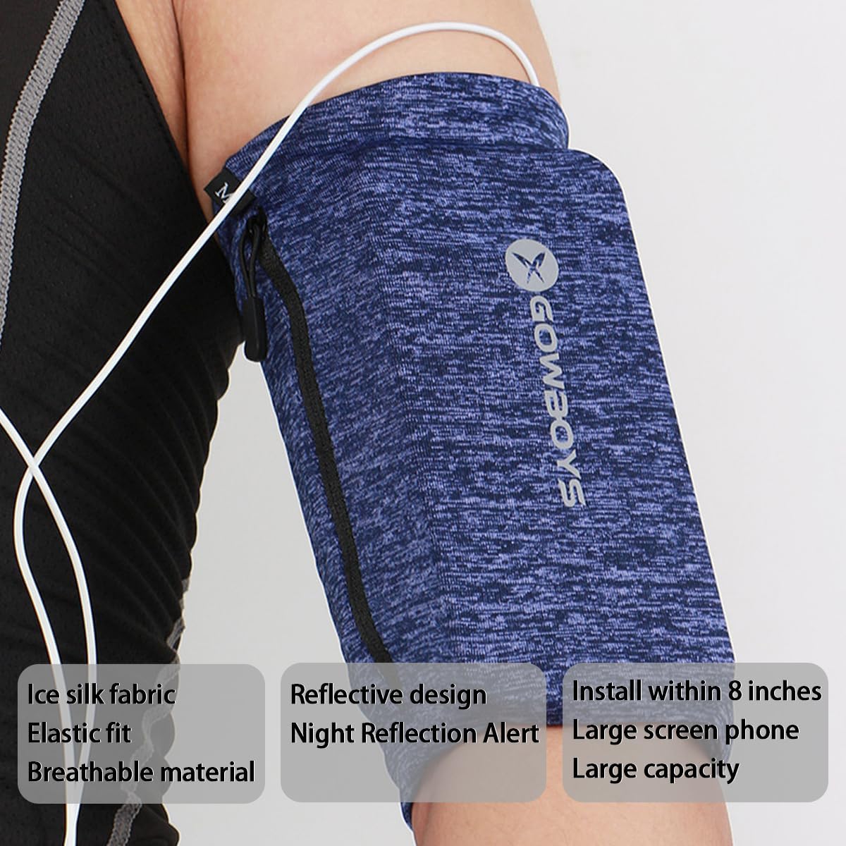 Running Phone Armband for Men Women,Universal Arm Bands for Phones Below 8 Inches,Waterproof Cell Phone Armband for Hiking,Running,Cycling,Climbing(Blue M)