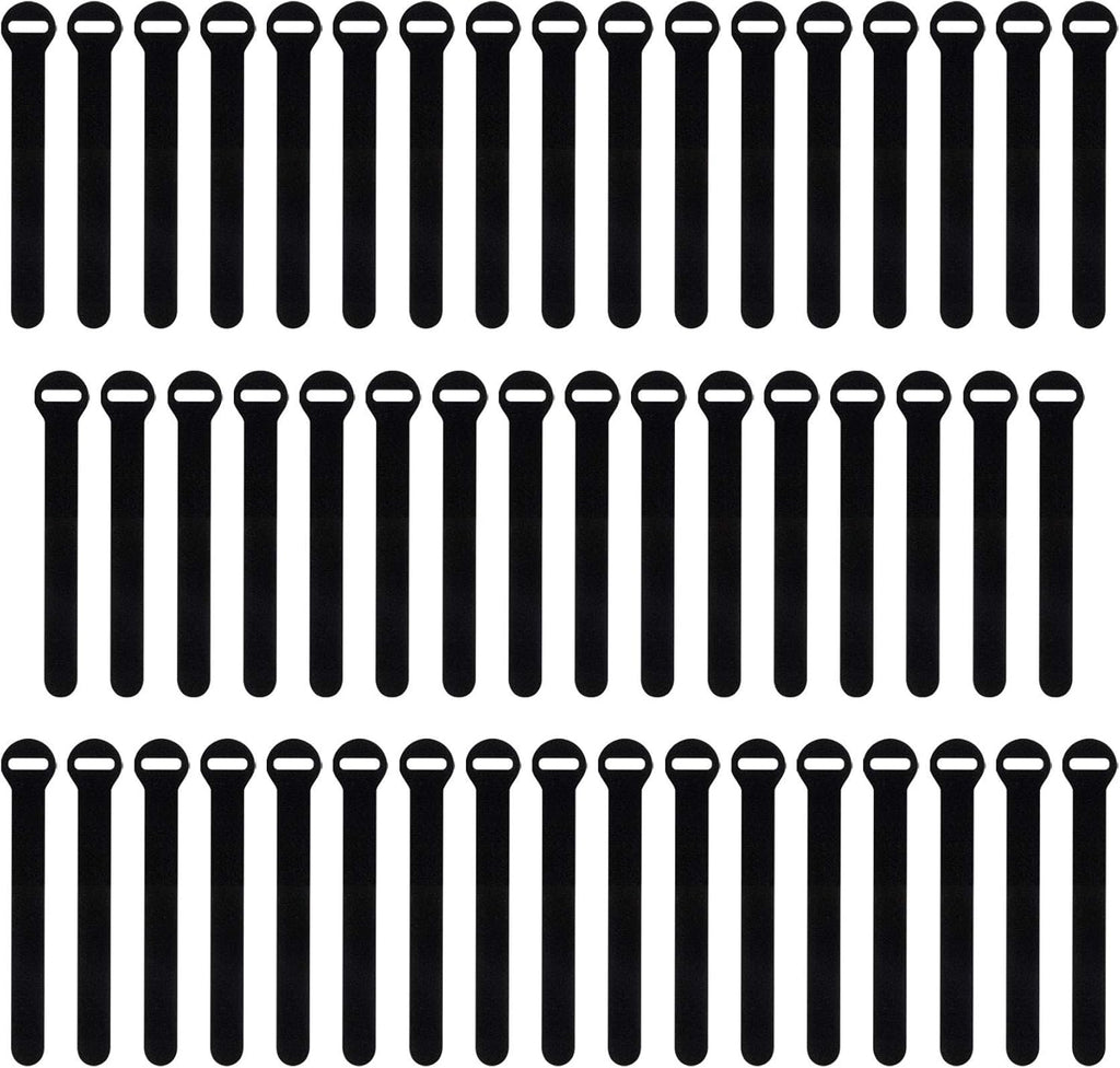Self-Gripping Cable Ties by Wrap-It Storage, Black, 5 Inch Straps (50-pack) – Reusable Hook and Loop Cord Organizer Cable Ties for Cord Management and Desk or Office Organization