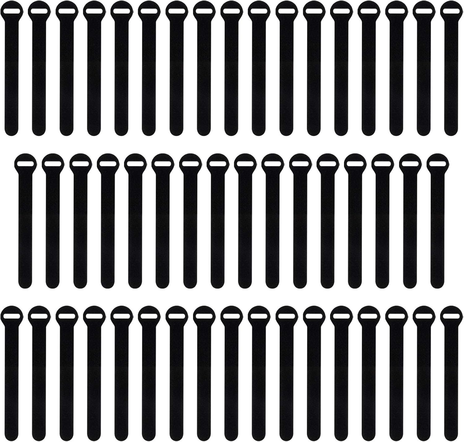 Self-Gripping Cable Ties by Wrap-It Storage, Black, 5 Inch Straps (50-pack) – Reusable Hook and Loop Cord Organizer Cable Ties for Cord Management and Desk or Office Organization