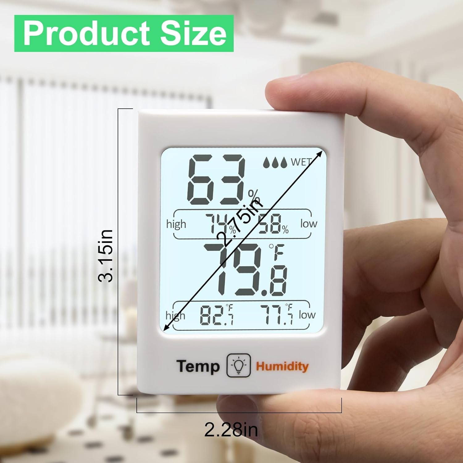 SZHLUX Digital Hygrometer & Thermometer - Accurate Indoor Humidity & Temperature Monitor with Rapid Refresh for Home, Bedroom, Office & Greenhouse