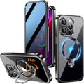 [360° Rotatable CD Stand & Built-in Privacy Screen Magnetic Case for iPhone 13 Pro [Compatible with MagSafe & Full Signal] Mil-Grade Shockproof Full Body Anti-Spy Cover for 13 Pro-Black