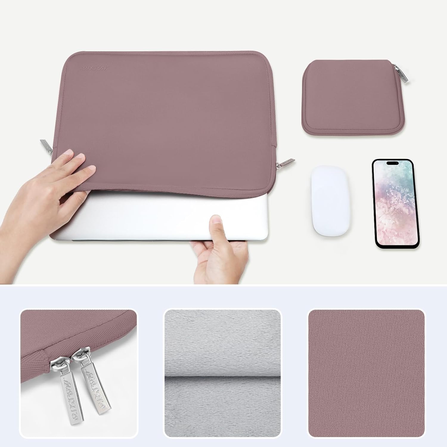 MOSISO Laptop Case 16 inch, 15-15.6 inch Laptop Sleeve Bag Compatible with MacBook Pro 16 inch, HP, Acer, Dell, Lenovo, ASUS Notebook, Neoprene Computer Sleeve Bag with Small Case, Brick Red
