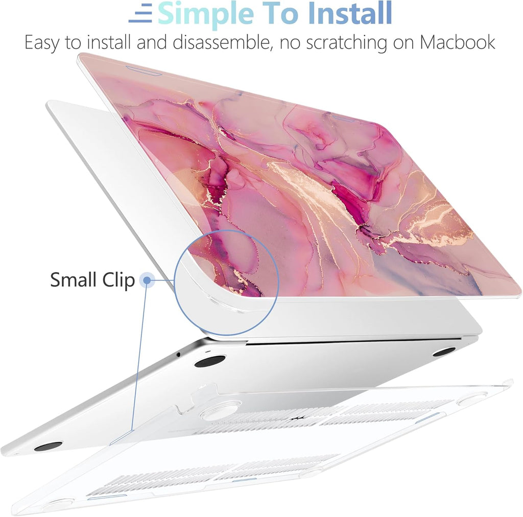 MEEgoodo for M4/M3/M2 MacBook Air 15.3 inch Case 2025 2024 2023, Case Fit Model (A3241/A3114/A2941) for MacBook Air 15 inch, Laptop Hard Shell with Keyboard Cover, Gold Splashes Marble
