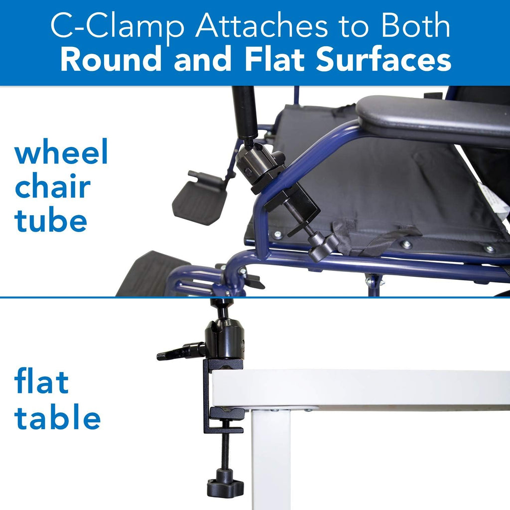 Mount-It! Tablet Pole Mount | Universal Full Motion Holder for iPad, Phone or Tablet | C-Clamp Base | Fits 6-14 Inch Screens