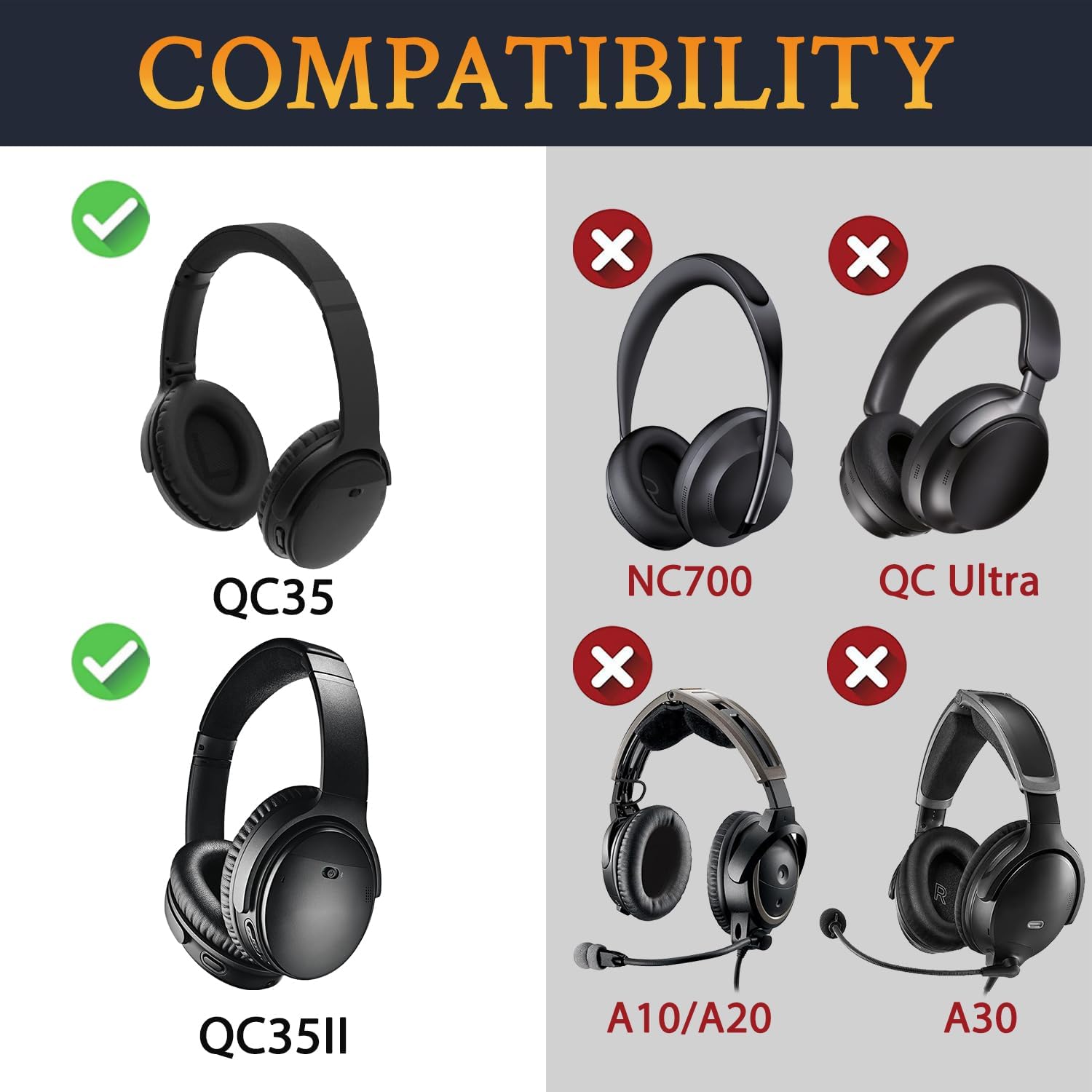 SoloWIT Replacement Earpads Cushions for Bose QuietComfort 35 (QC35) & Quiet Comfort 35 II (QC35 ii) Headphones, Ear Pads with Softer Leather, Noise Isolation Foam, Added Thickness (Coffee)