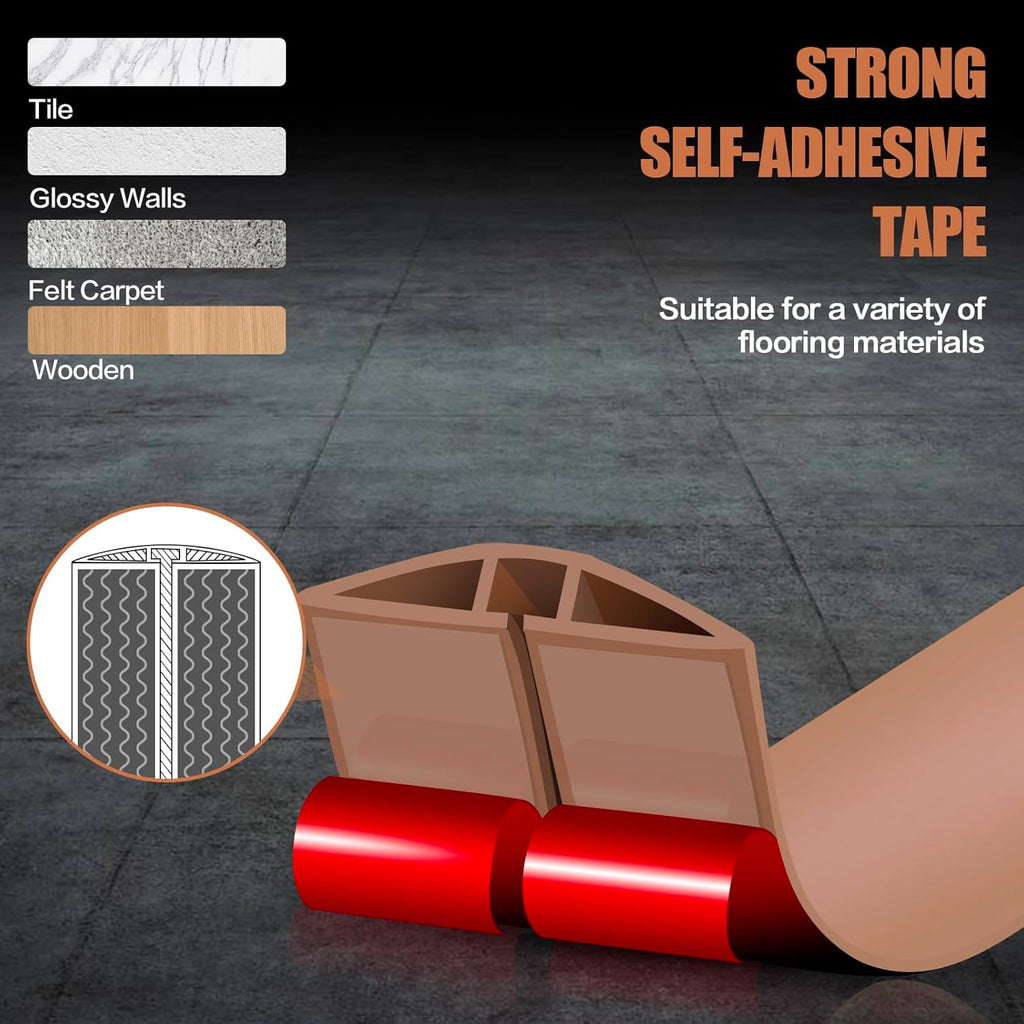 Floor Cord Cover Cavity 0.8"x0.37" Self Adhesive Cord Hider, 3.3FT Low Profile Cable Management, Extension Strip Protector for Wires, Prevent Cable Trips for Offices, Gyms, Exhibitions（Brown）