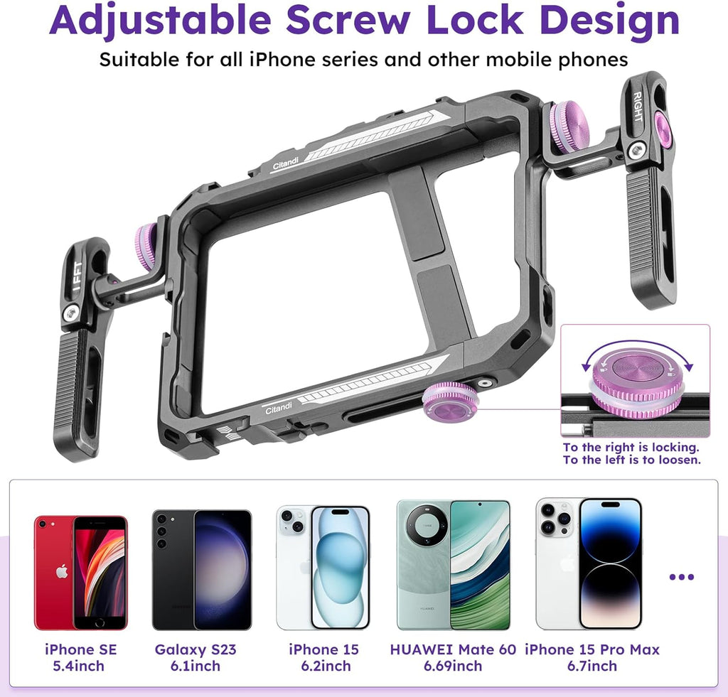 Universal Smartphone Filmmaking Stabilizer, Phone Cage for Vlogging and Videography, Compatible with Most Smartphones