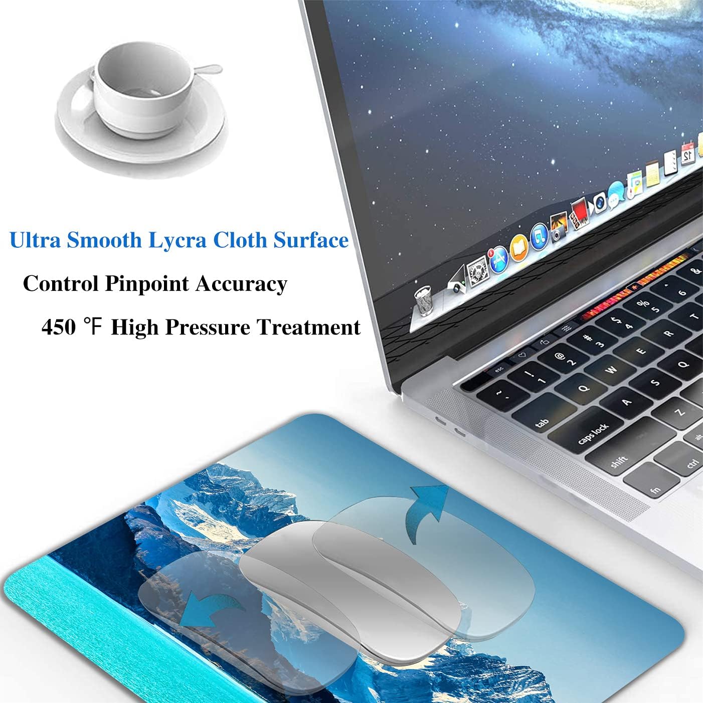 Snow Mountain Mouse Pad, Scenic Lake Mousepad for Design, Anti-Slip Rubber Base Wireless Mouse Pads for Laptop