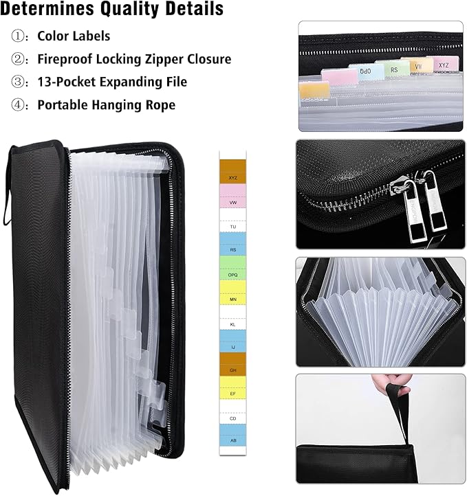 ENGPOW Legal Size Expanding File Folder Important Document Organizer Fireproof - Image 3