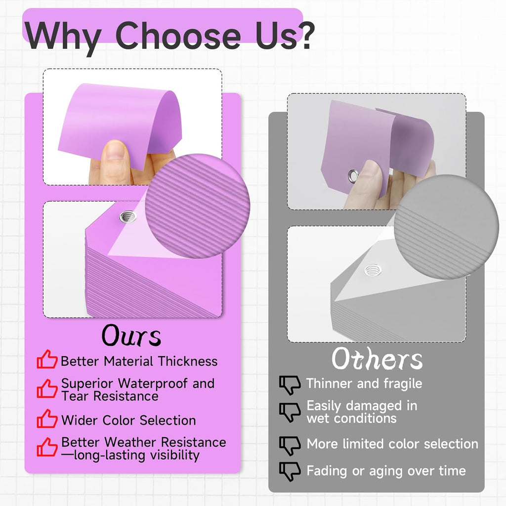 100 Plastic Shipping Tags - Waterproof, Durable, Light Purple, 4 3/4" x 2 3/8"