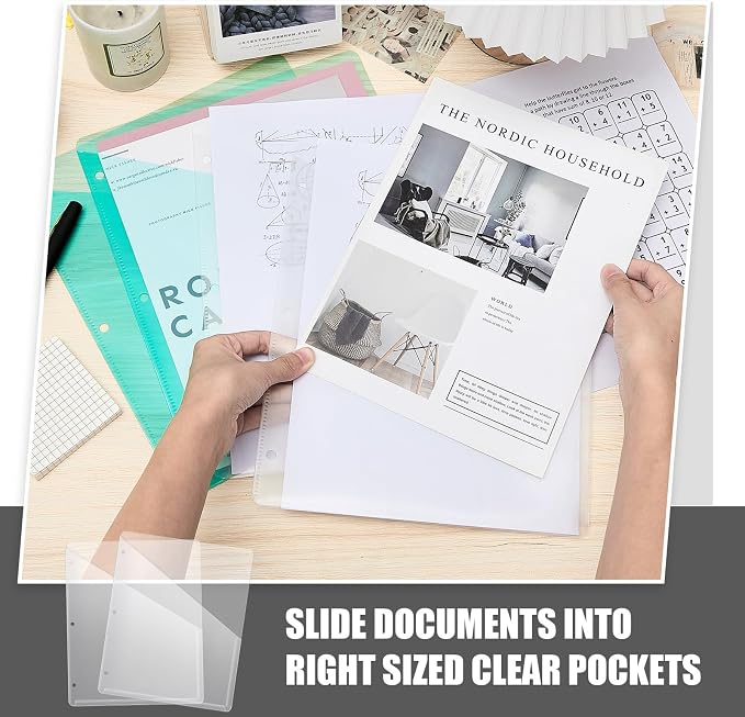 Seajan 150 Pcs Pocket Folders for 3 Ring Binder Clear Plastic Folders Sleeves - Image 4