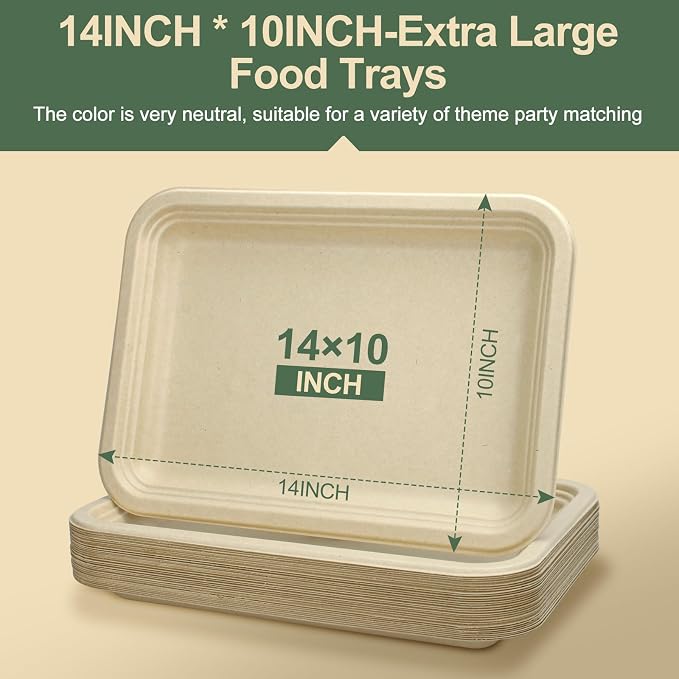 Disposable Food Trays, 105 Pack Heavy Duty Paper Plates, 14 Inch Tray Plates - Image 2