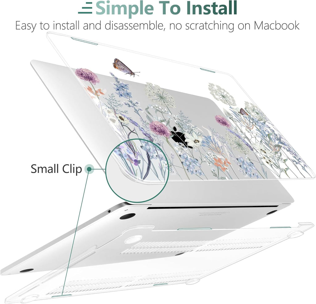 TWOLSKOO Compatible with MacBook Pro 13 inch Case 2023-2016 A2338 M2/M1 A2251 A2289 A2159 A1989 A1706, Plastic Hard Shell Cover & Keyboard Skin & Screen Protector, Dandelions