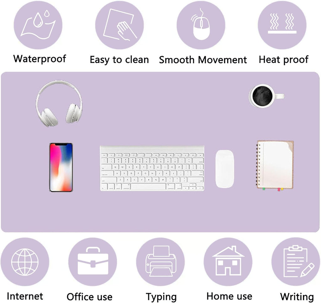 PU Leather Desk Pad Protector Gaming Mouse Pad Non Slip Desk Mat for Keyboard and Mouse Waterproof Desk Writing Pad for Office and Home Desk Accessories(Purple, 23.6 * 11.8)