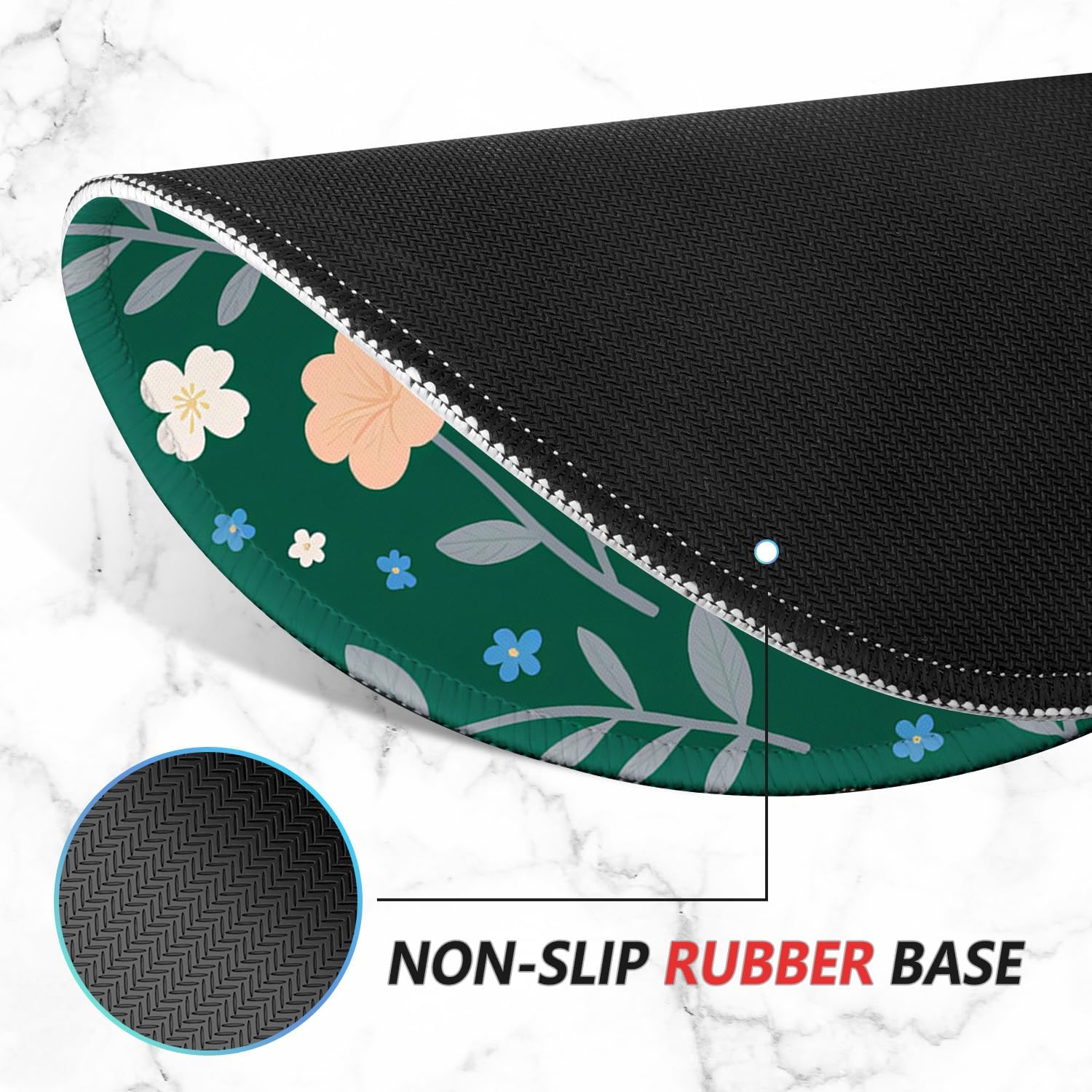 ITNRSIIET Mouse Pad Non-Slip Rubber Base Smooth Surface Stitched Edges Waterproof Durable Compatible with All Mice for Office & Gaming, Desk Accessory, Diameter 8.7 inch, VintageBloom