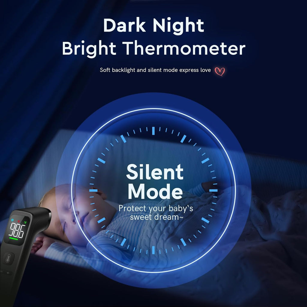 No-Touch Thermometer for Adults and Kids - Digital Forehead Thermometer with High Accuracy, Ultra Clear LEDScreen and Fever Alarm