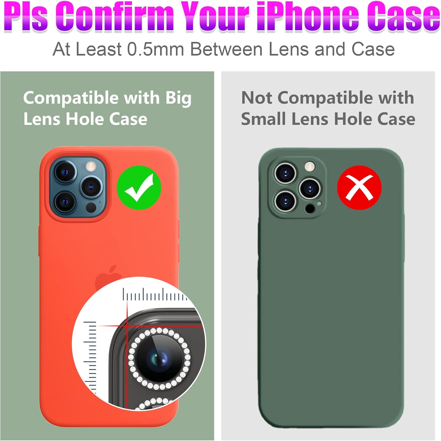 AGVEE 3+3 6 Pack for iPhone 12 Pro Max 6.7" Camera Lens Cover Protector, Bling Diamond & Bling Glitter Metal Ring 9H Tempered HD Glass Camera Cover Protector Film, Bling-Black