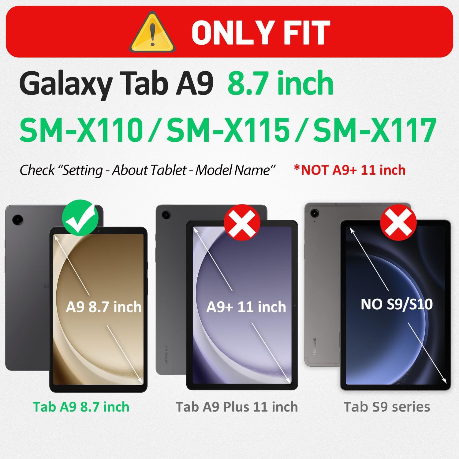 HXCASEAC Case for Samsung Galaxy Tab A9 8.7 Inch, Protective with Screen Protector/Hand Strap/Pen Holder, Sturdy Shockproof for Samsung A9 Tablet Case SM-X110 SM-X115 SM-X117 - Orange