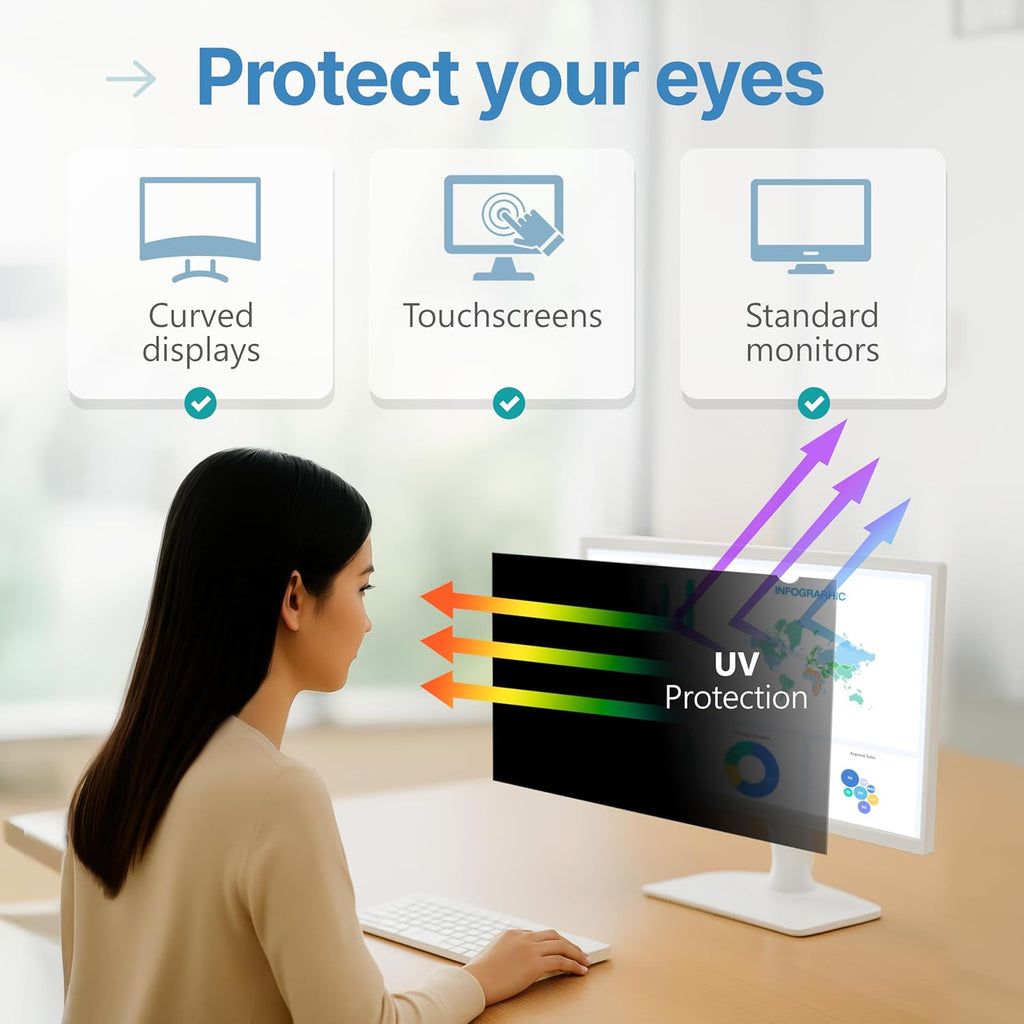 VINTEZ 21.5 Inch 16:9 Privacy Screen for Computer Monitor and Laptop - Anti Glare Protector Film Blue Light Filter Eye Protection - Computer Screen Privacy Shield, [1 Pack]