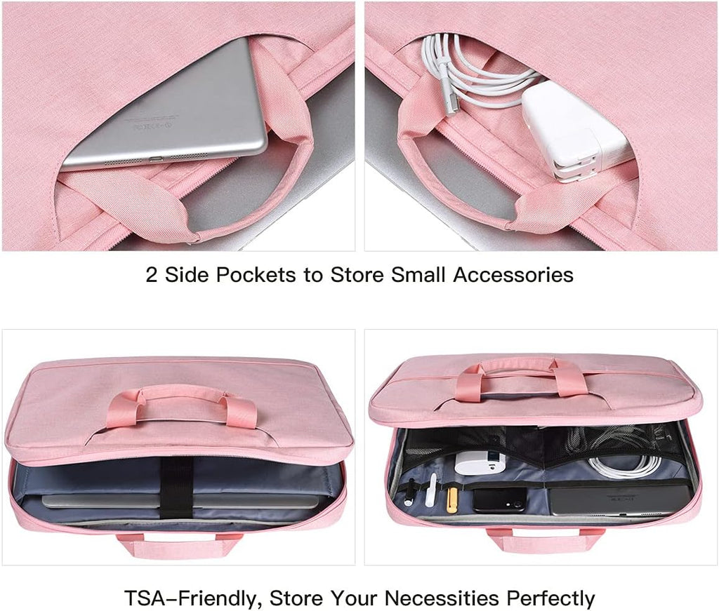 15.6 Inch Laptop Sleeve TSA Case for Women Ladies Bag for Macbook Pro 16" M4 M3 M2 M1, Lenovo Ideapad 15.6", HP Envy/Victus 15.6, Dell Inspiron 15, Acer Aspire/Nitro 15, ASUS MSI Macbook 15 Case, Pink