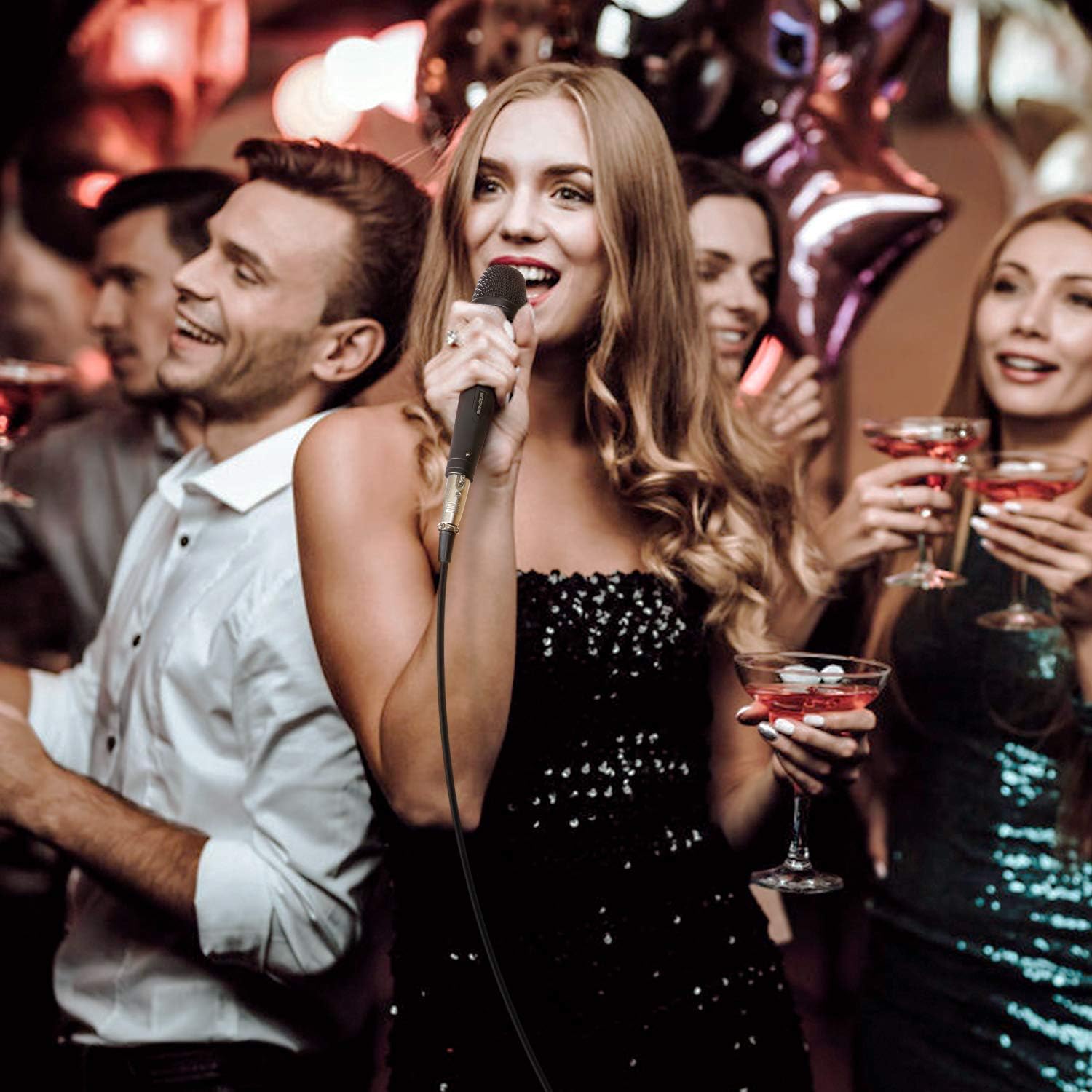 TONOR K1 Vocal Microphone for Singing, Dynamic Handheld Wired Karaoke Mic, Microfono with 5M XLR to 1/4" Cable, Compatible with Amp, Mixer, Suitable for Speech, Karaoke and Outdoor Activities