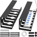 Delamu 2 Pack Metal Under Desk Cable Management Tray, U Channel Cord Organizer Box, Office Under Desk Cord Organizers, Cable Management with Various Accessories, Black, 15.75 Inches