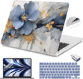 Teryeefi Compatible with A2681 A3113 A3240 MacBook Air 13.6 inch Case M2 M3 M4 Release 2022-2025,Protective Slim Cover + Keyboard Cover+OTG Adapter for 13.6 inch MacBook Air Liquid Retina, Art Florals