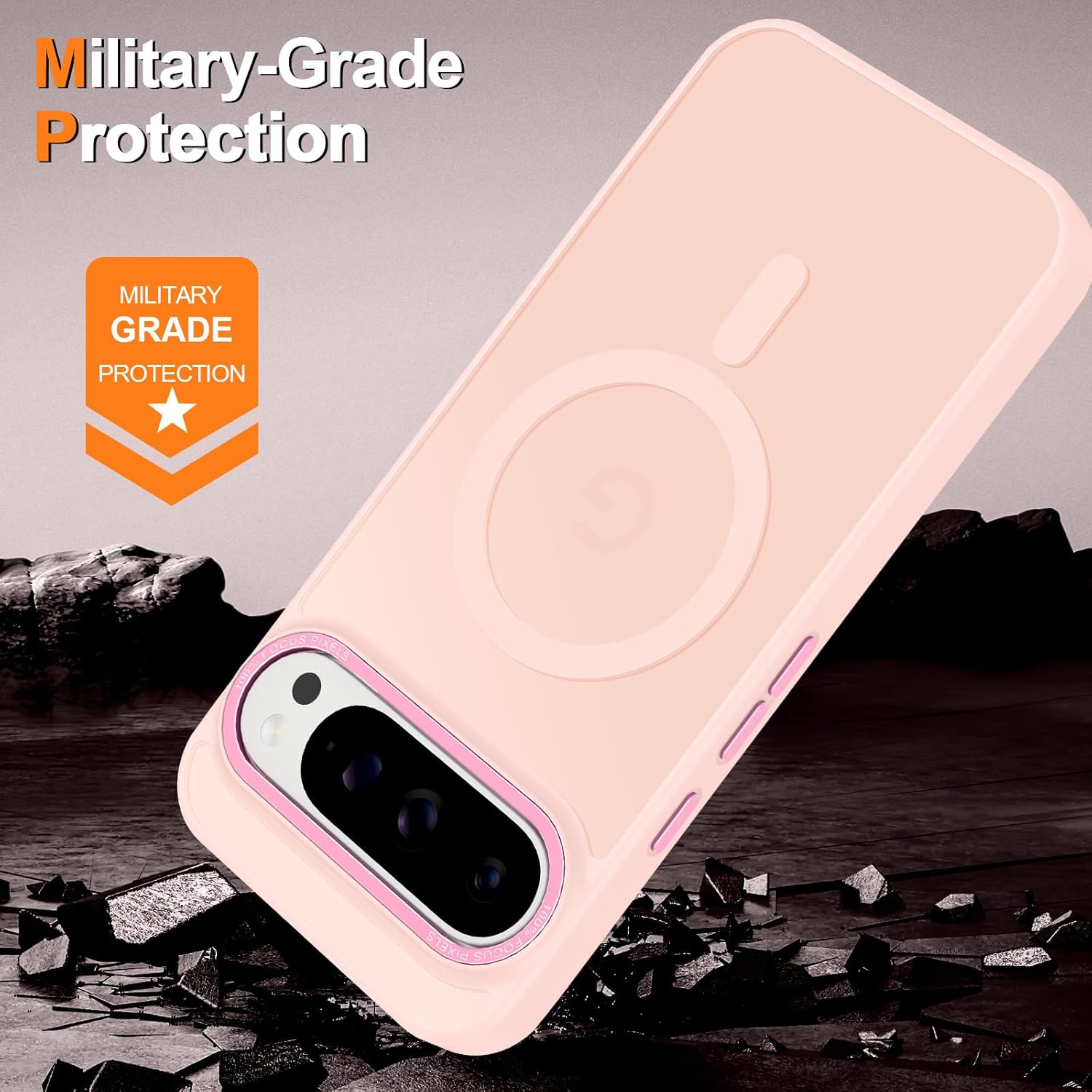 Magnetic for Google Pixel 9 Pro XL Case, [Military Grade Drop Protection] [Compatible with MagSafe] Shockproof Slim Translucent Matte Anti-Slip for Women Girls Men Case, Pink