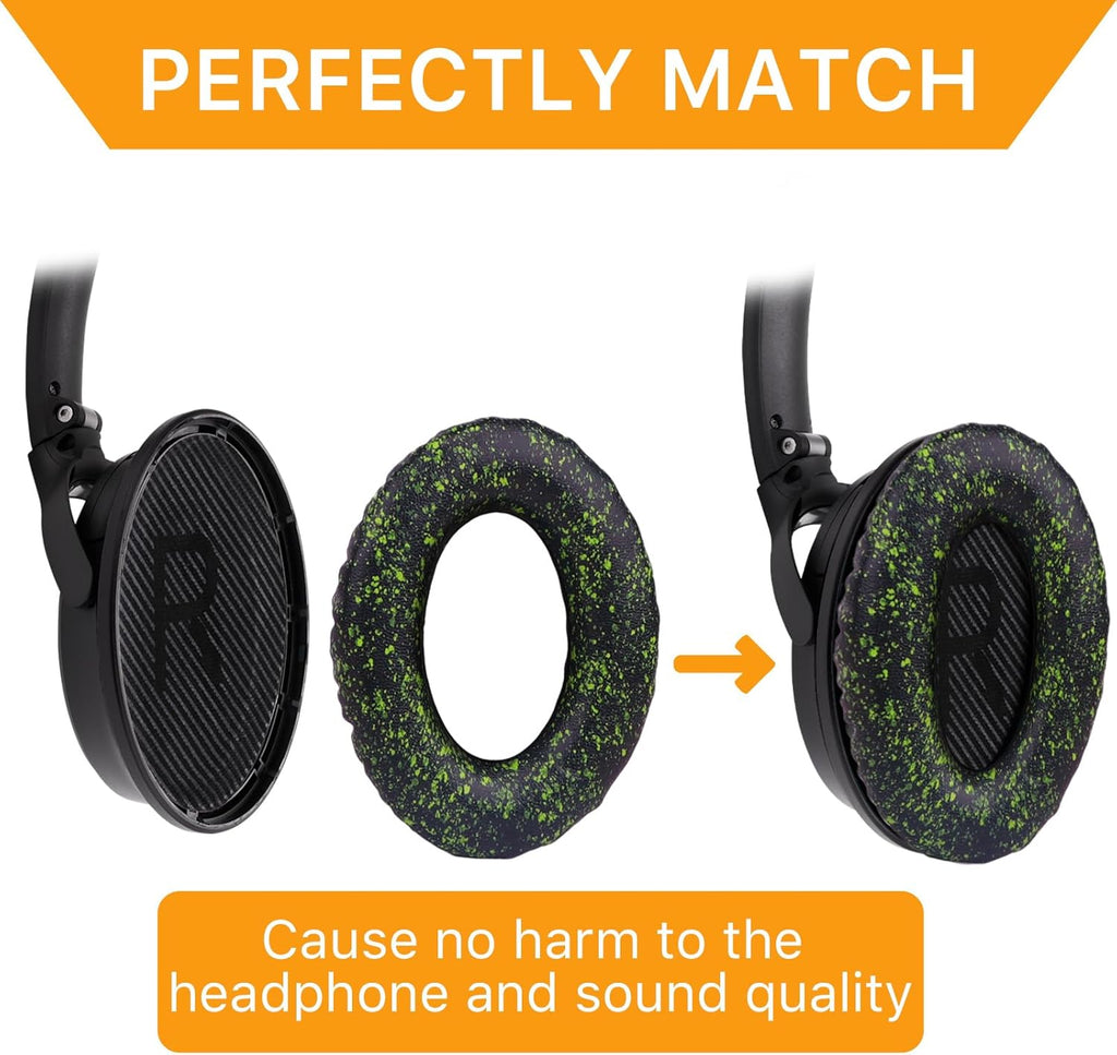 Replacement Ear Pads for Bose QuietComfort 35 (QC35) & Quiet Comfort 35 II (QC 35 ii) Headphones, EarPads Cushions with Noise Isolation Memory Foam, Softer Protein Leather, Added Thickness