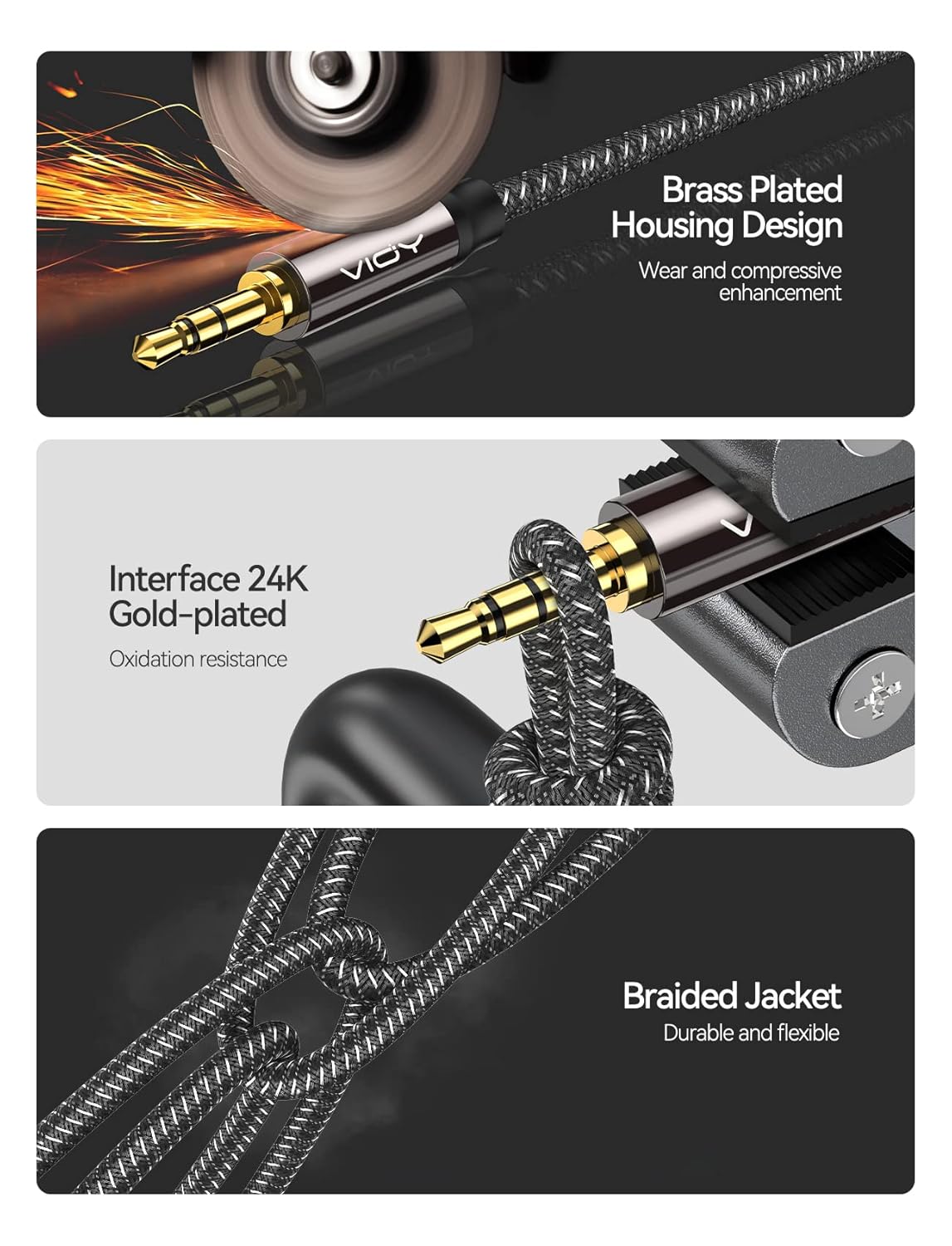 VIOY 2 Pack Headphone Extension Cable 10 FT, 3.5 mm Male to Female Stereo Audio Cable Nylon Braided Aux Cord for Smartphones, Tablets, Media Player